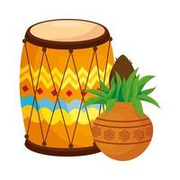 kalash with dhol, in white background vector