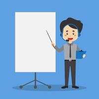 Call Center Worker With a Blank Board vector