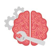 fix the brain, brain with tools, on white background vector