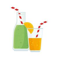 juices of lemon and orange, in white background vector