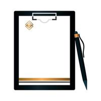 mockup clipboard black and document, pen, with golden sign, corporate identity vector