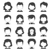 Black and white face avatar collection vector