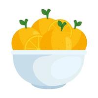 Frutas naranjas en un tazón, en fondo blanco. vector
