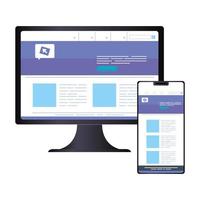 mockup, concept website development in computer and smartphone vector