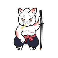 vector graphic illustration of samurai cat swordsman