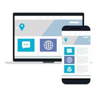 mockup, concept website development in laptop and smartphone vector