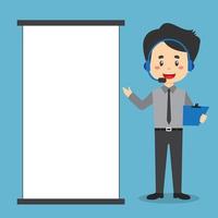 Call Center Worker With a Blank Board vector