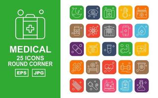 25 Premium Medical Round Corner Icon Pack vector