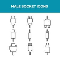 colección de iconos de conjunto de enchufe macho vector