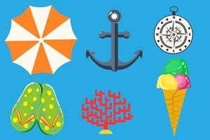 Set of summer icons vector