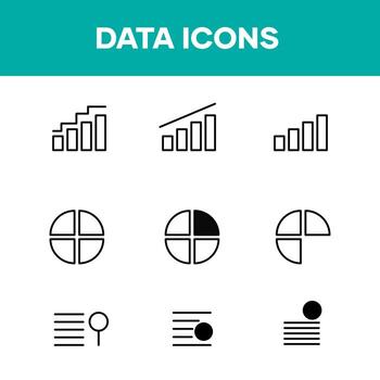 conjunto de iconos de datos y gráfico de datos vector