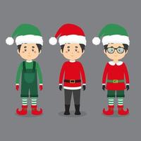 personajes de navidad en disfraces vector