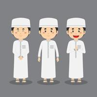 Male Muslim Character with Various Expressions vector