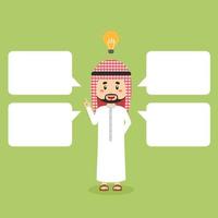 Arabic Character Having an Idea with Speech Bubble vector