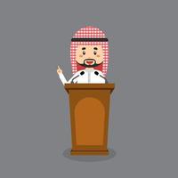 Cute Arabic Character Giving a Lecture vector