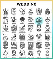 iconos de boda y amor vector