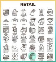 Retail Store pixel perfect outline icons vector