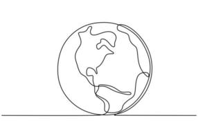 Earth globe one line drawing of world map vector illustration minimalist design of minimalism isolated on white background.