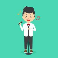 Cute Man as a Singer Character vector