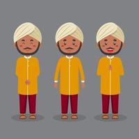 Indian Character with Various Expressions vector