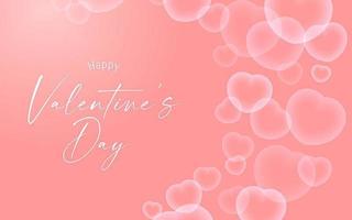 Banner de feliz día de san valentín con forma de corazón y burbujas blancas vector