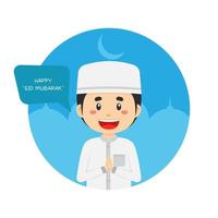 Eid Mubarak Greeting Design With Male Character vector