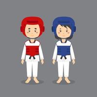 Cute Characters Wearing Taekwondo Outfits vector