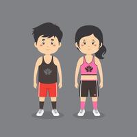 Cute Characters Wearing Fitness Outfits vector