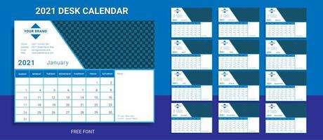 Desk calendar 2021 template vector