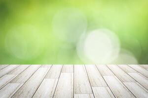 Bokeh background and wooden floor photo