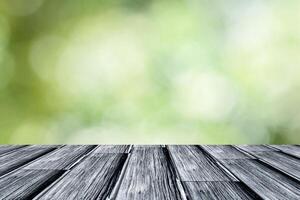 Bokeh background and wooden floor photo