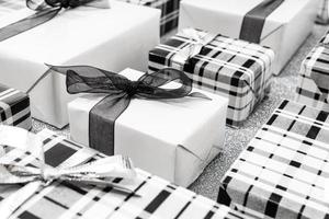 Christmas gift boxes background photo