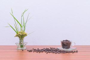 Coffee beans on the desk photo