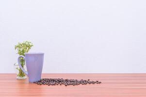 Coffee beans on the desk photo