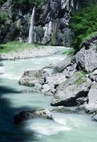 Blue river in the forest photo