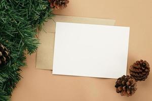 Merry Christmas greeting card and envelope mockup template