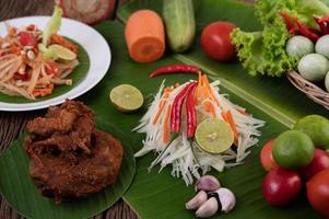 Fresh ingredients for papaya salad photo