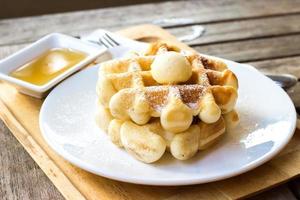 Waffles with ice cream photo