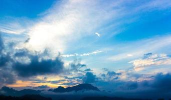 Sunrise against cloudy blue sky photo