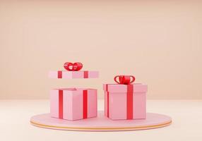 caja de regalo rosa con cinta roja foto