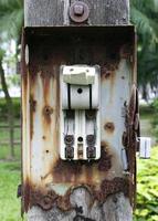 broken vintage retro large electric circuit breaker photo