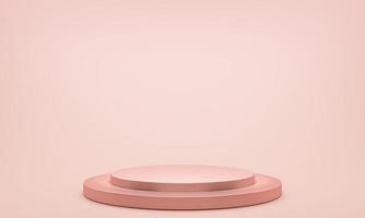 Podio de escaparate mínimo de representación 3D sobre un fondo rosa. foto