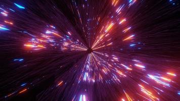 Glowing neon lines space tunnel 3d illustration design artwork background wallpaper photo