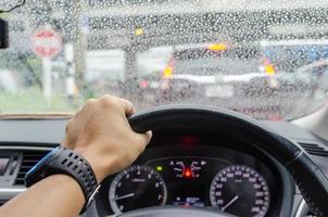 Holding the steering wheel photo