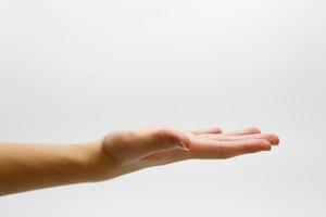 An open hand on a white background. photo