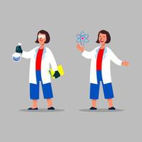 Chemical And Atomic Female Scientist Character vector