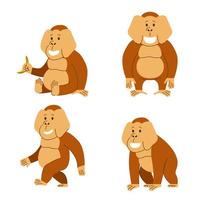 Orangutan Flat Character Collection vector
