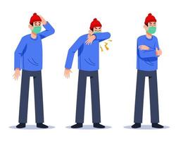 Male With Flu Symptoms Vector Character