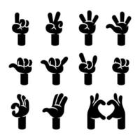 Black Cartoon Hand Gesture Collection vector