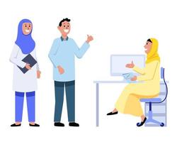 Explained Issues By Girl Muslim Office Employee vector